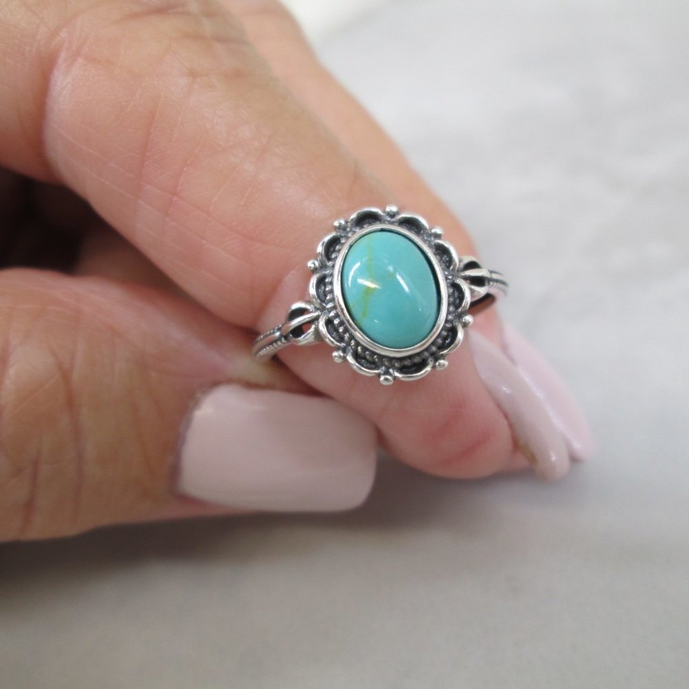925 Turquoise Ring>Turquoise Ring,Genuine Turquoise Ring,Sterling Silver